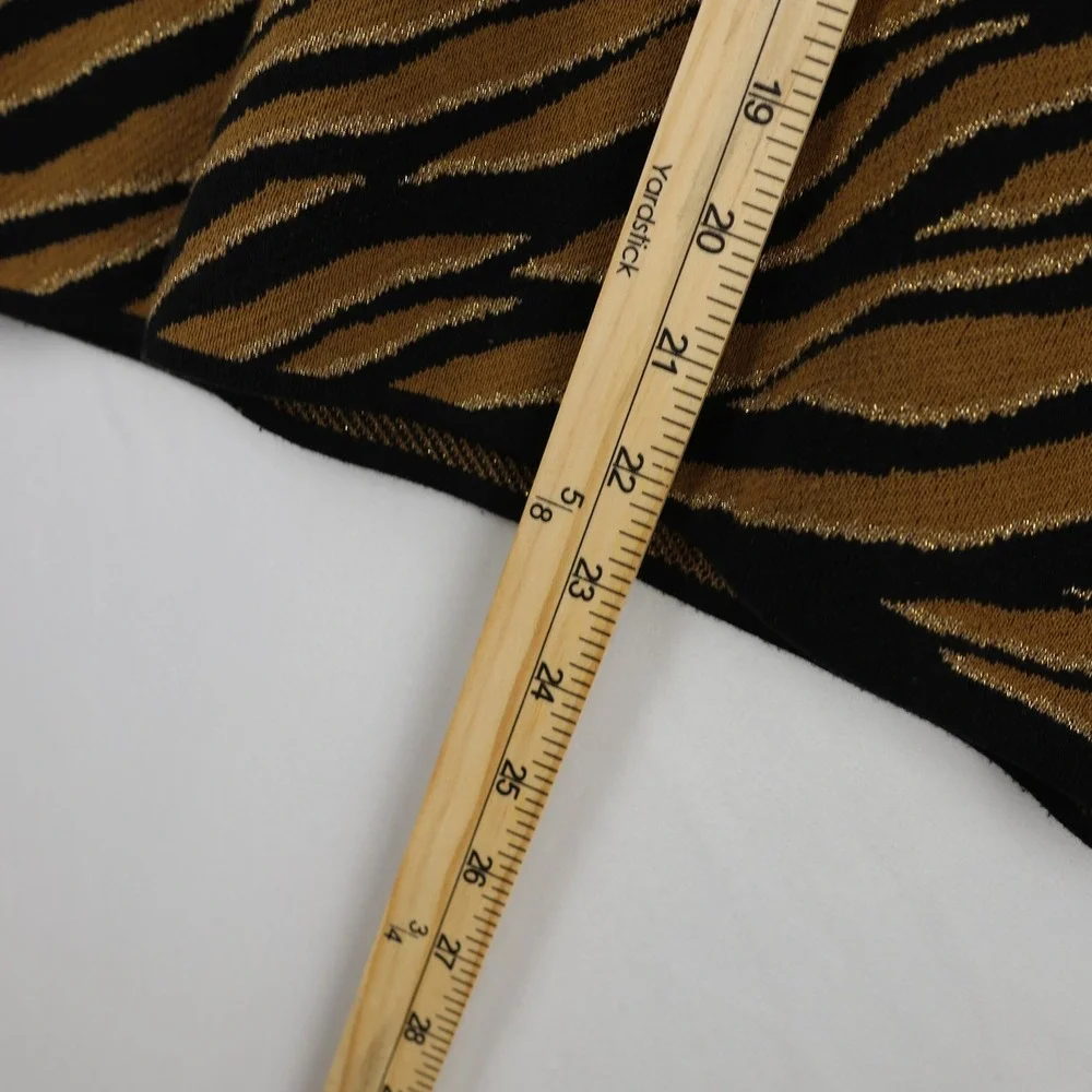 Michael Kors Sweater Womens Large Black‎ Gold Animal Print Short Sleeve Knit Top